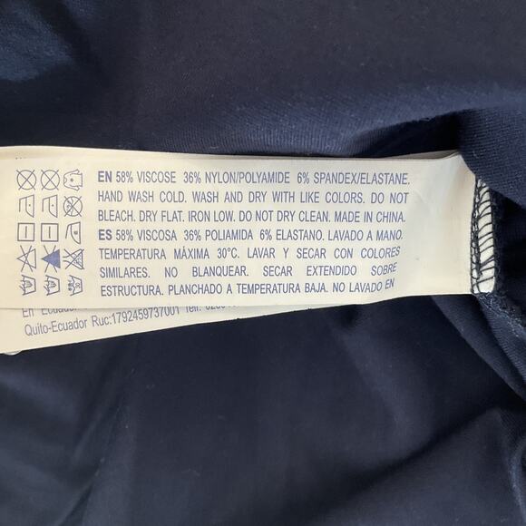 Forever 21 Women Dress M Navy Fit & Flare Button 3/4 Sleeve Knee Length - Picture 5 of 10